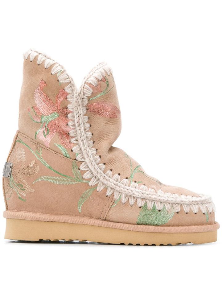 Mou Flower Boots - Nude & Neutrals