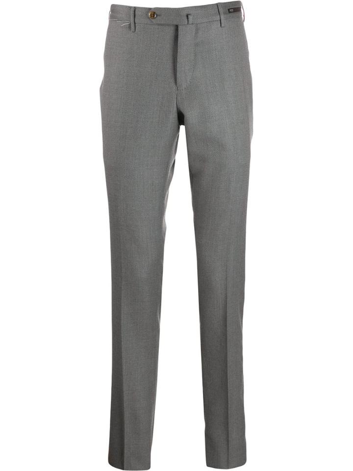 Pt01 High-waisted Herringbone Trousers - Grey