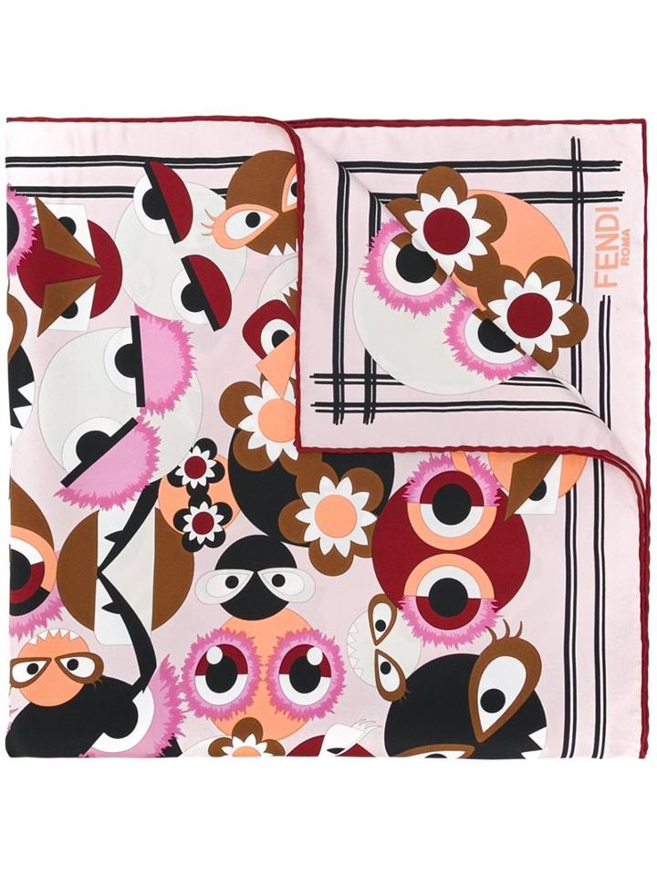 Fendi Fendi Monster Print Foulard, Women's, Pink/purple, Silk