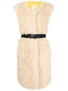 Pinko Sleeveless Faux Shearling Coat - Nude & Neutrals