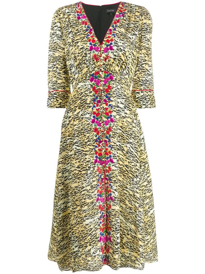 Saloni Tiger Print Dress - Yellow