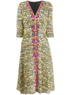 Saloni Tiger Print Dress - Yellow