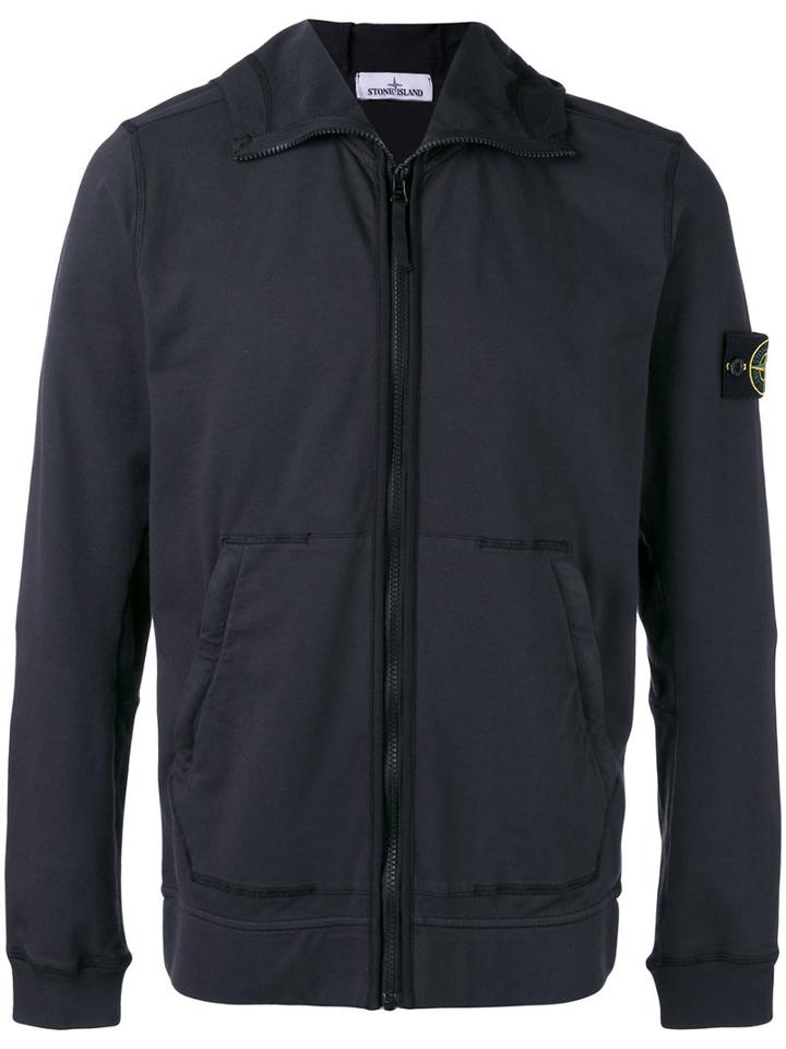 Stone Island - Arm Patch Zipped Hoodie - Men - Cotton/spandex/elastane - L, Black, Cotton/spandex/elastane