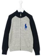 Ralph Lauren Kids - Logo Embroidery Zipped Cardigan - Kids - Cotton - 3 Yrs, Grey