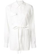 Helmut Lang Tie Waist Crinkled Shirt - White