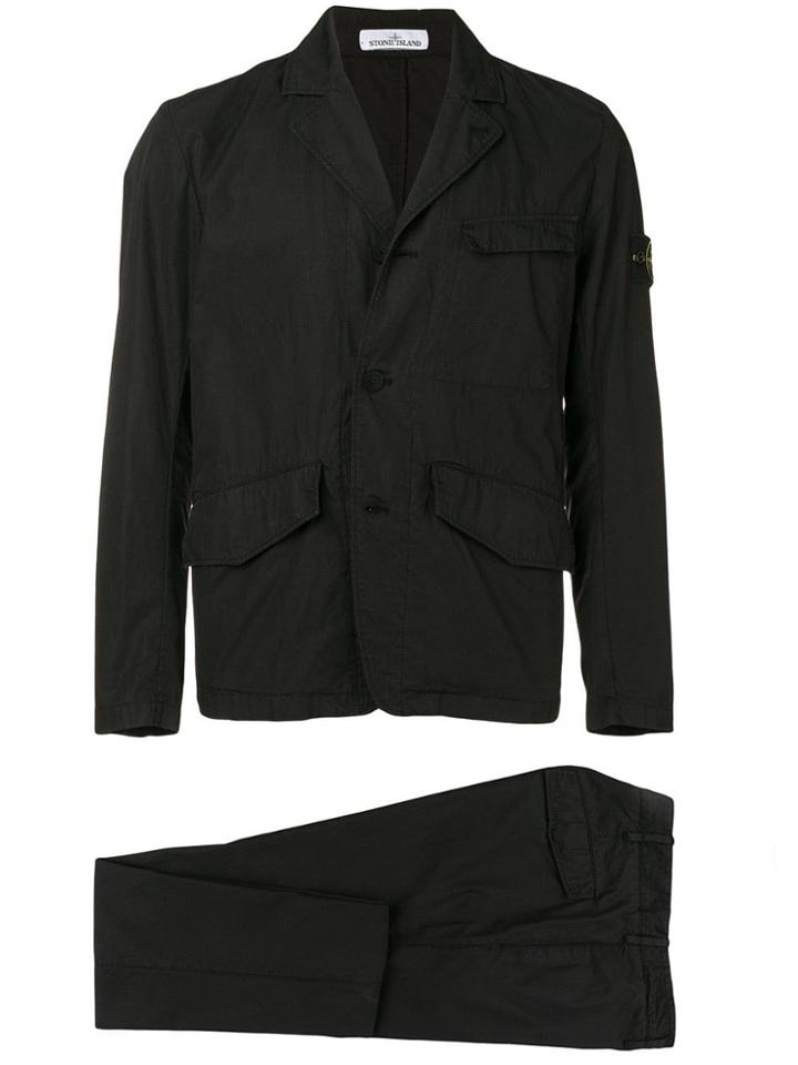 Stone Island Single-breasted Lightweight Jacket - Black