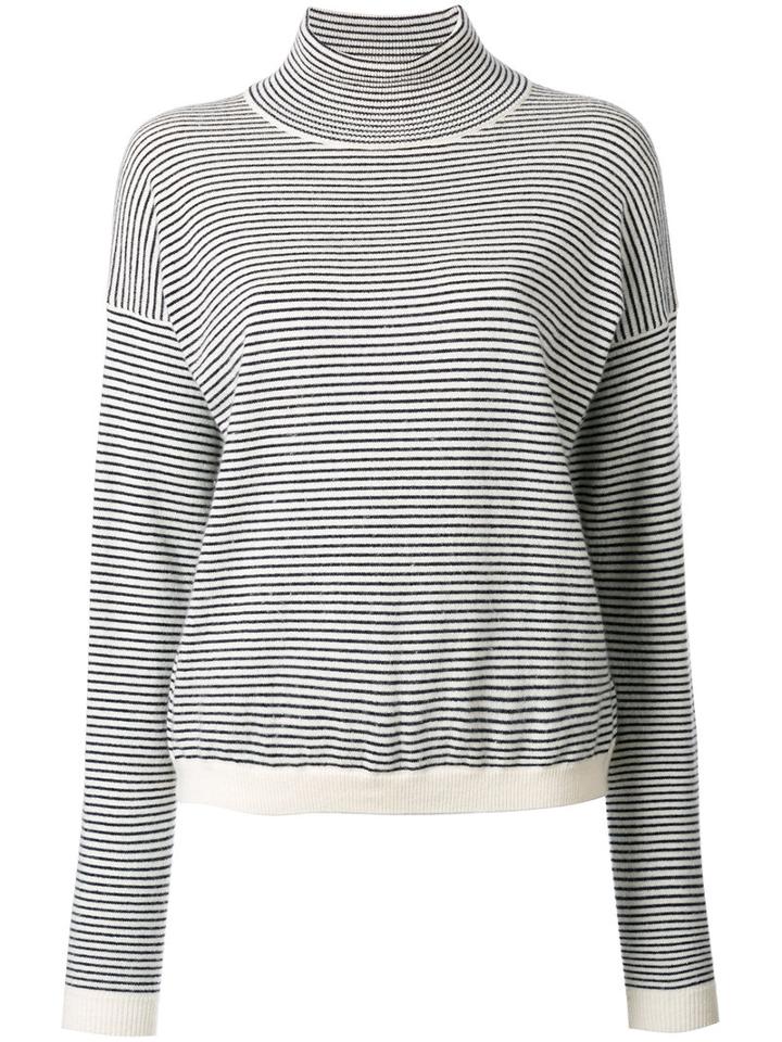 Mih Jeans High Neck Striped Jumper, Women's, Size: Xs, Nude/neutrals, Cashmere