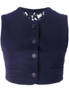 Dolce & Gabbana Pre-owned Cropped Lace Panel Top - Blue
