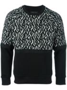 Christian Pellizzari Jacquard Panel Sweatshirt, Men's, Size: 46, Black, Acrylic/cotton/polyamide/spandex/elastane