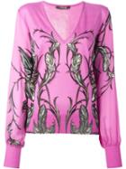 Roberto Cavalli Print Knitted Blouse, Women's, Size: 42, Pink/purple, Silk