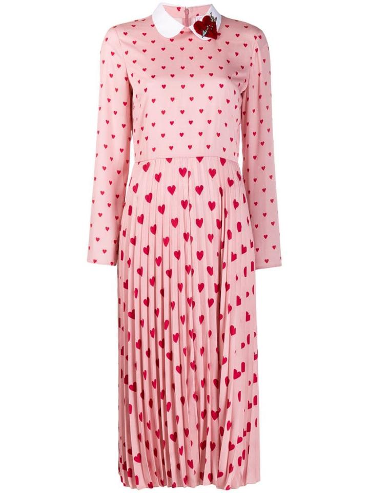 Red Valentino Heart Print Long Dress - Pink