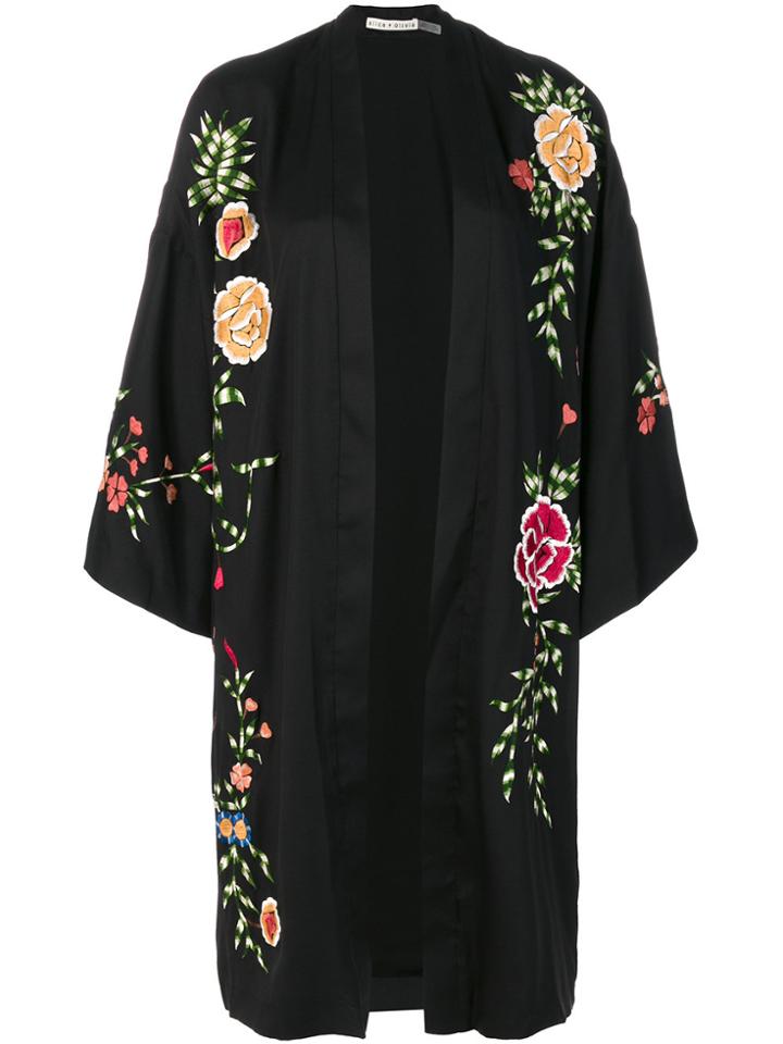 Alice+olivia Floral Embroidered Cape - Black