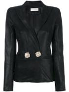Faith Connexion - Embellished Button Blazer - Women - Suede - S, Black, Suede