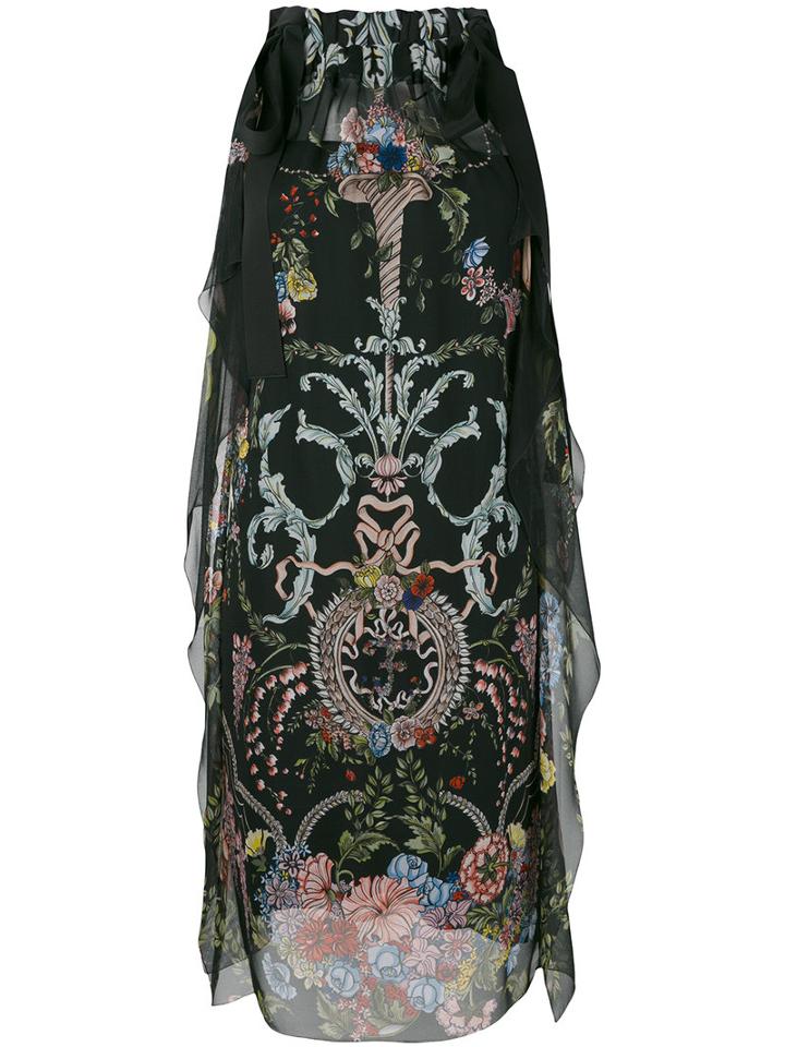 Fendi - Floral Tied Shoulder Dress - Women - Silk/cotton/viscose - 44, Black, Silk/cotton/viscose