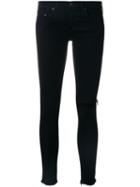 Rag & Bone /jean - Knee Rip Cropped Trousers - Women - Cotton/polyurethane/lyocell/bemberg - 29, Black, Cotton/polyurethane/lyocell/bemberg