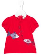 Armani Junior - Fish Print Top - Kids - Cotton/spandex/elastane - 9 Mth, Red