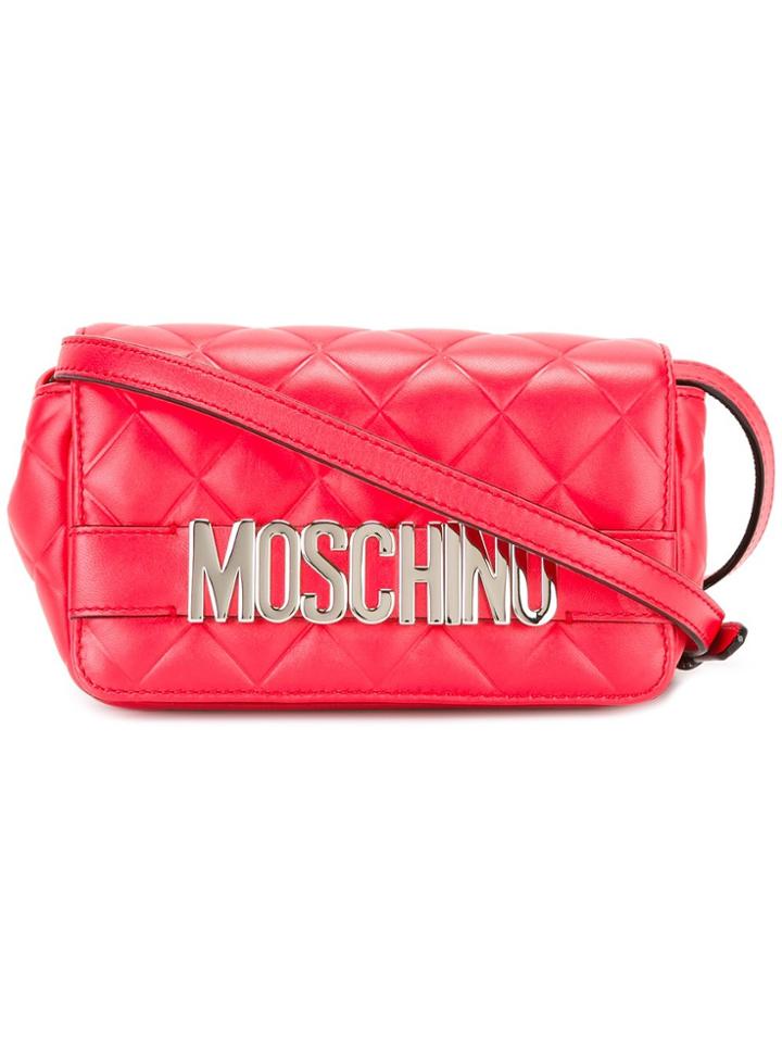 Moschino Logo Plaque Shoulder Bag - Red