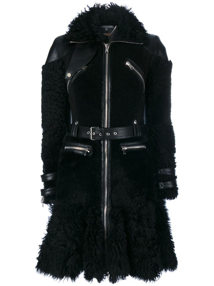 Alexander Mcqueen Shearling Biker Coat - Black