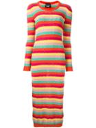 Boutique Moschino Striped Round Neck Dress, Women's, Size: 42, Red, Cotton/polyamide
