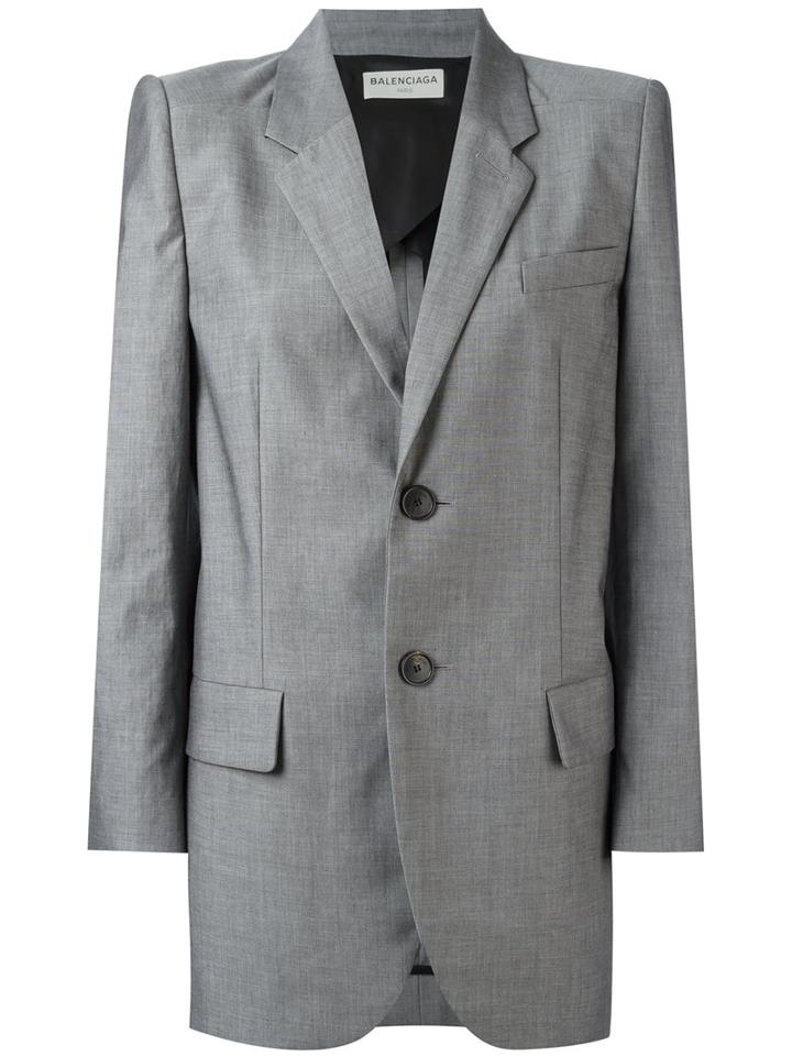 Balenciaga Classic Blazer, Women's, Size: 38, Grey, Cotton/cupro