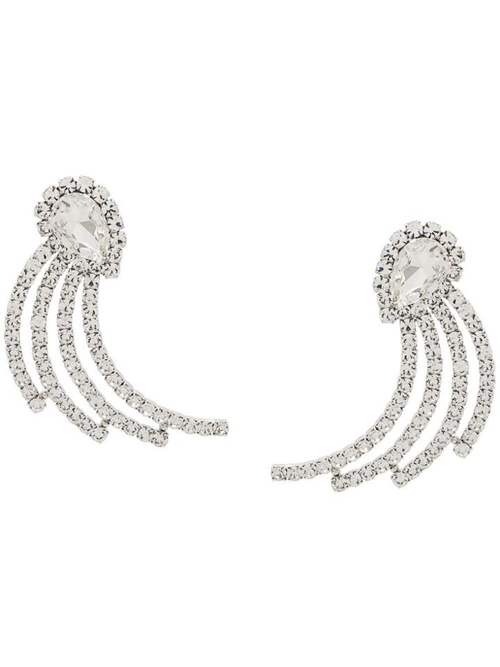 Alessandra Rich Crystal Fan Earrings - Silver