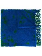 Suzusan - Fringed Scarf - Women - Polyamide/alpaca - One Size, Blue, Polyamide/alpaca