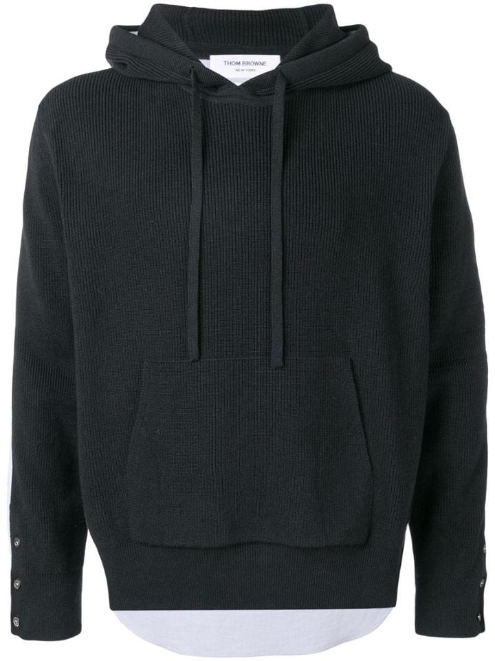 Thom Browne 4-bar Half-&-half Hoodie Pullover - Blue