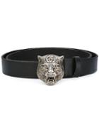 Gucci Tiger's Head Belt, Men's, Size: 90, Black, Calf Leather/metal (other)