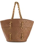 Chanel Vintage Small Quilted Tote - Brown