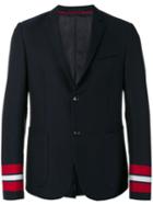 Gucci Striped Cuffs Blazer, Men's, Size: 50, Blue, Cotton/cupro