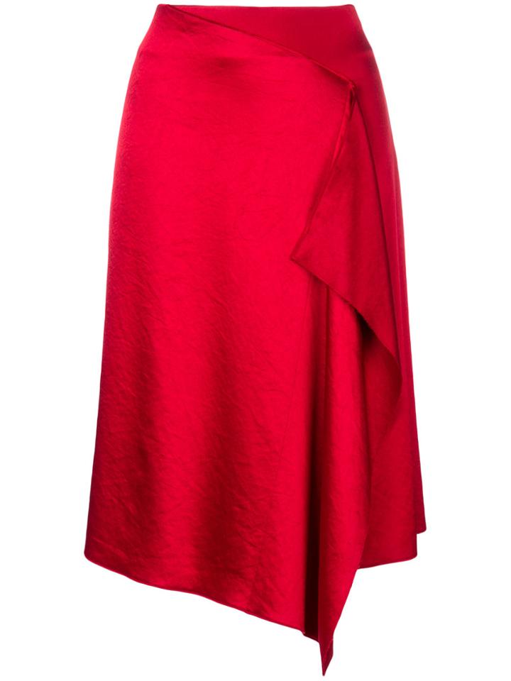 Cédric Charlier Asymmetric Hem Midi Skirt - Red