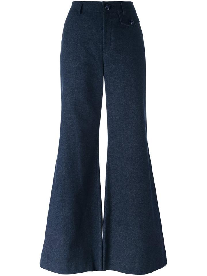 See By Chloé Denim Flared Trousers, Women's, Size: 25, Blue, Cotton/polyester/spandex/elastane