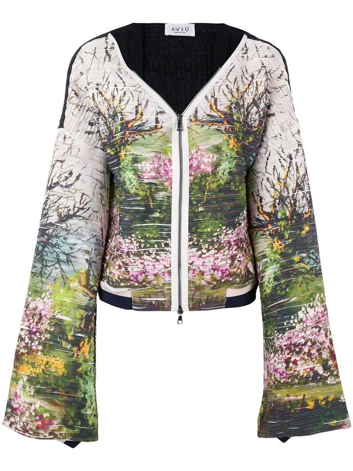 Aviù - Floral Print Jacket - Women - Cotton/polyamide/polyester/spandex/elastane - 42, Black, Cotton/polyamide/polyester/spandex/elastane