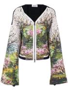 Aviù - Floral Print Jacket - Women - Cotton/polyamide/polyester/spandex/elastane - 42, Black, Cotton/polyamide/polyester/spandex/elastane