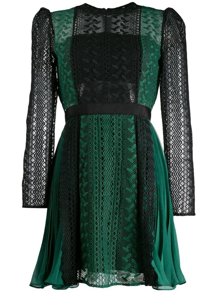 Self-portrait Embroidered Empire Line Dress - Black