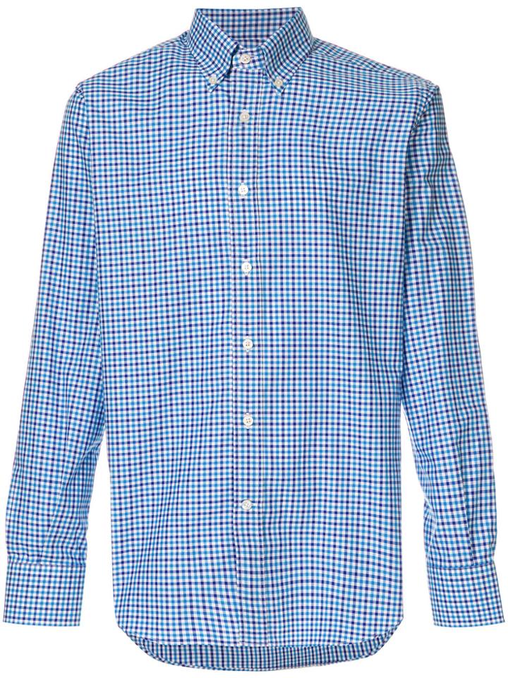 Canali Check Print Shirt - Blue
