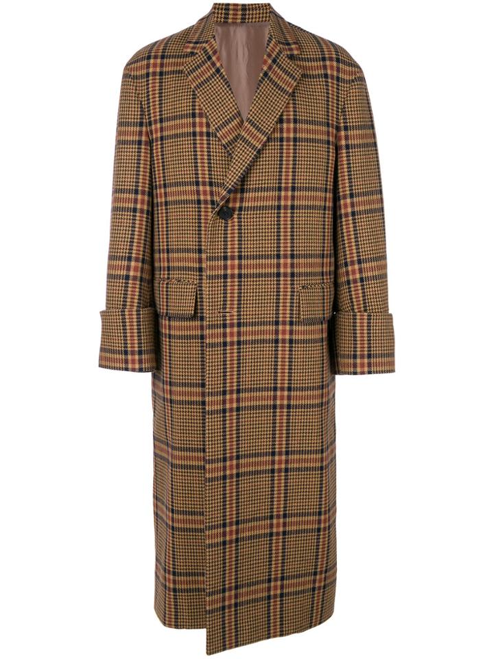 Wooyoungmi Plaid Print Coat - Brown