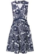 Talbot Runhof Floral V-neck Dress - Blue