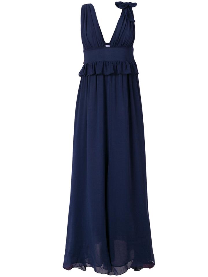 Pinko Ruffle Trim Maxi Dress - Blue