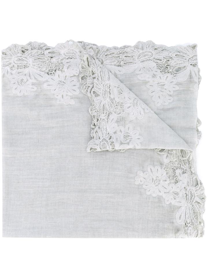 Faliero Sarti - Embroidered Scarf - Men - Cotton - One Size, Grey, Cotton