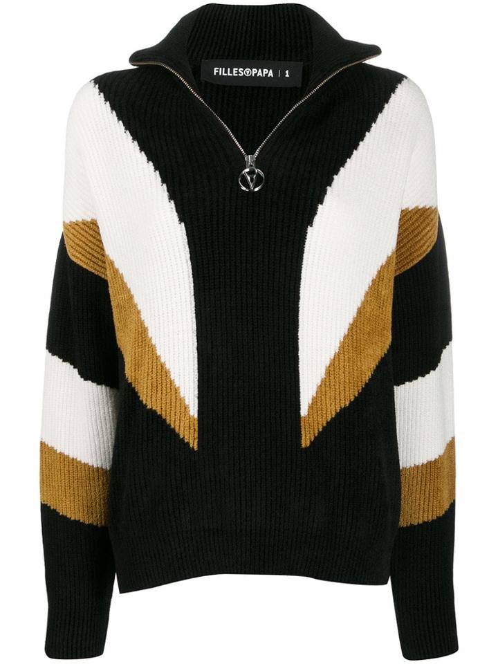 Filles A Papa Zipped Knitted Jumper - Black