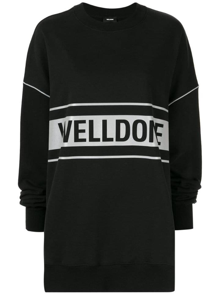 We11done 'well Done' Print Hoodie - Black