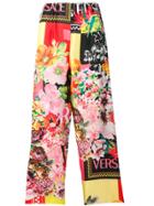 Versace Floral Print Logo Trousers - Yellow