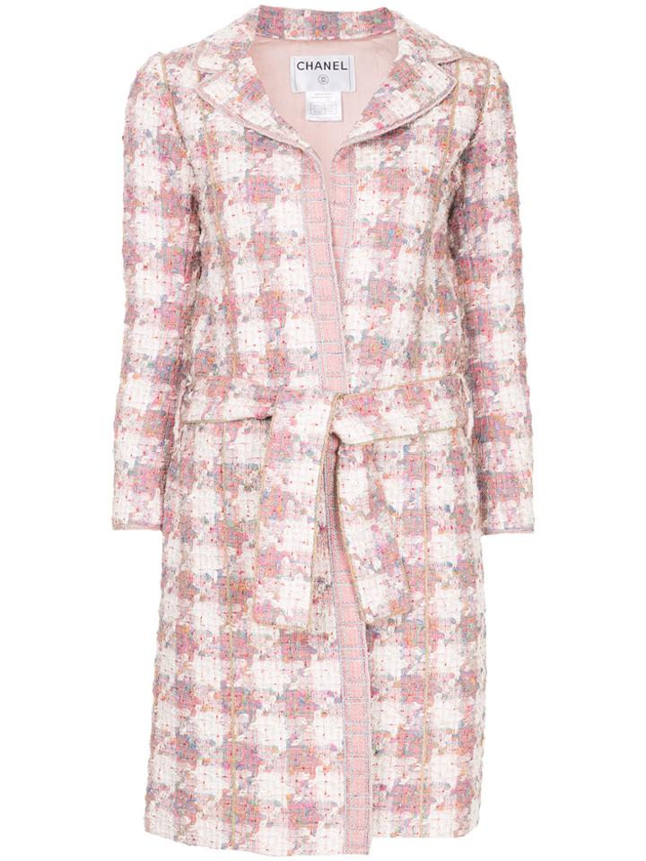 Chanel Vintage Tweed Belted Coat - Pink & Purple