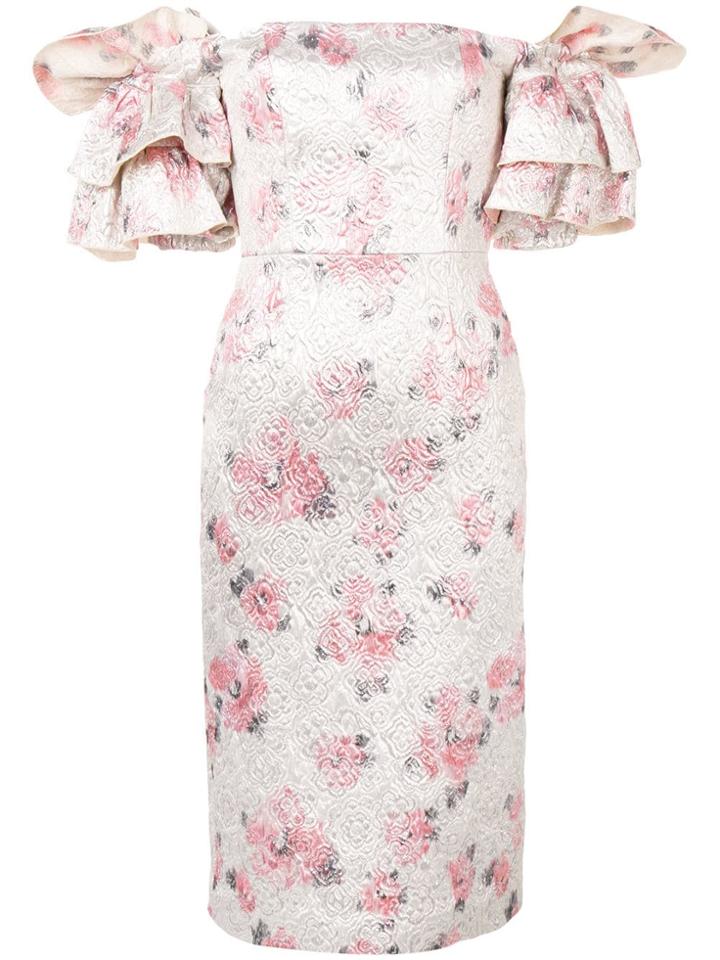 Alexa Chung Floral Puff-sleeve Dress - Silver