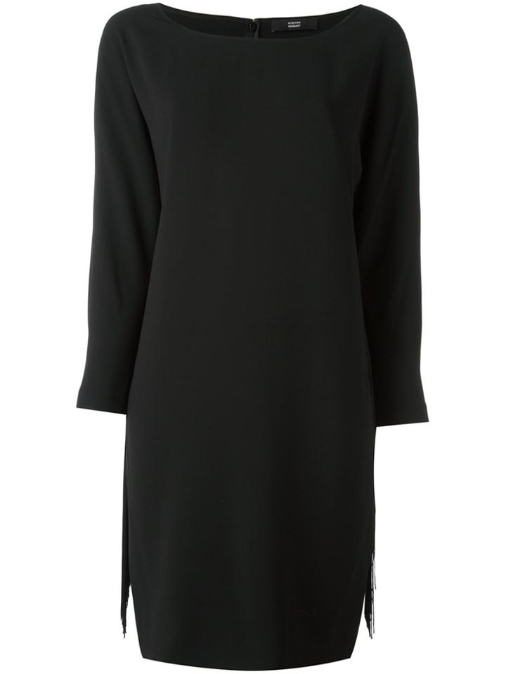 Steffen Schraut Fringed Boat Neck Dress - Black