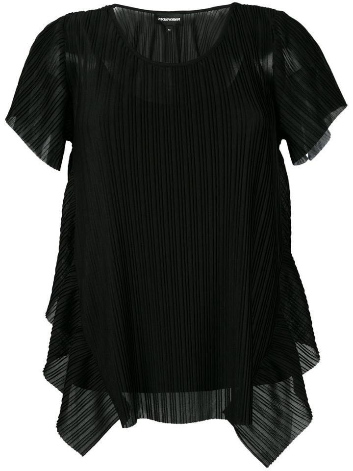 Emporio Armani Pleated Blouse, Women's, Size: 38, Black, Polyester