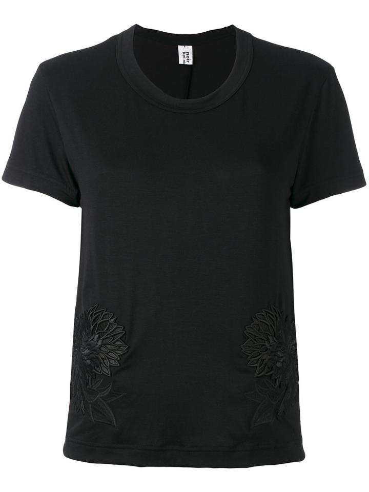 Comme Des Garçons Noir Kei Ninomiya - Floral Embroidery T-shirt - Women - Silk/nylon/rayon - M, Black, Silk/nylon/rayon