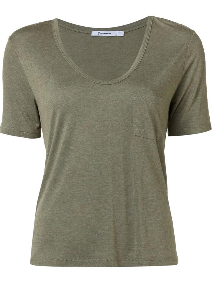 T By Alexander Wang Scoop Neck T-shirt, Women's, Size: Medium, Green, Rayon