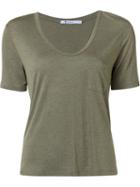 T By Alexander Wang Scoop Neck T-shirt, Women's, Size: Medium, Green, Rayon